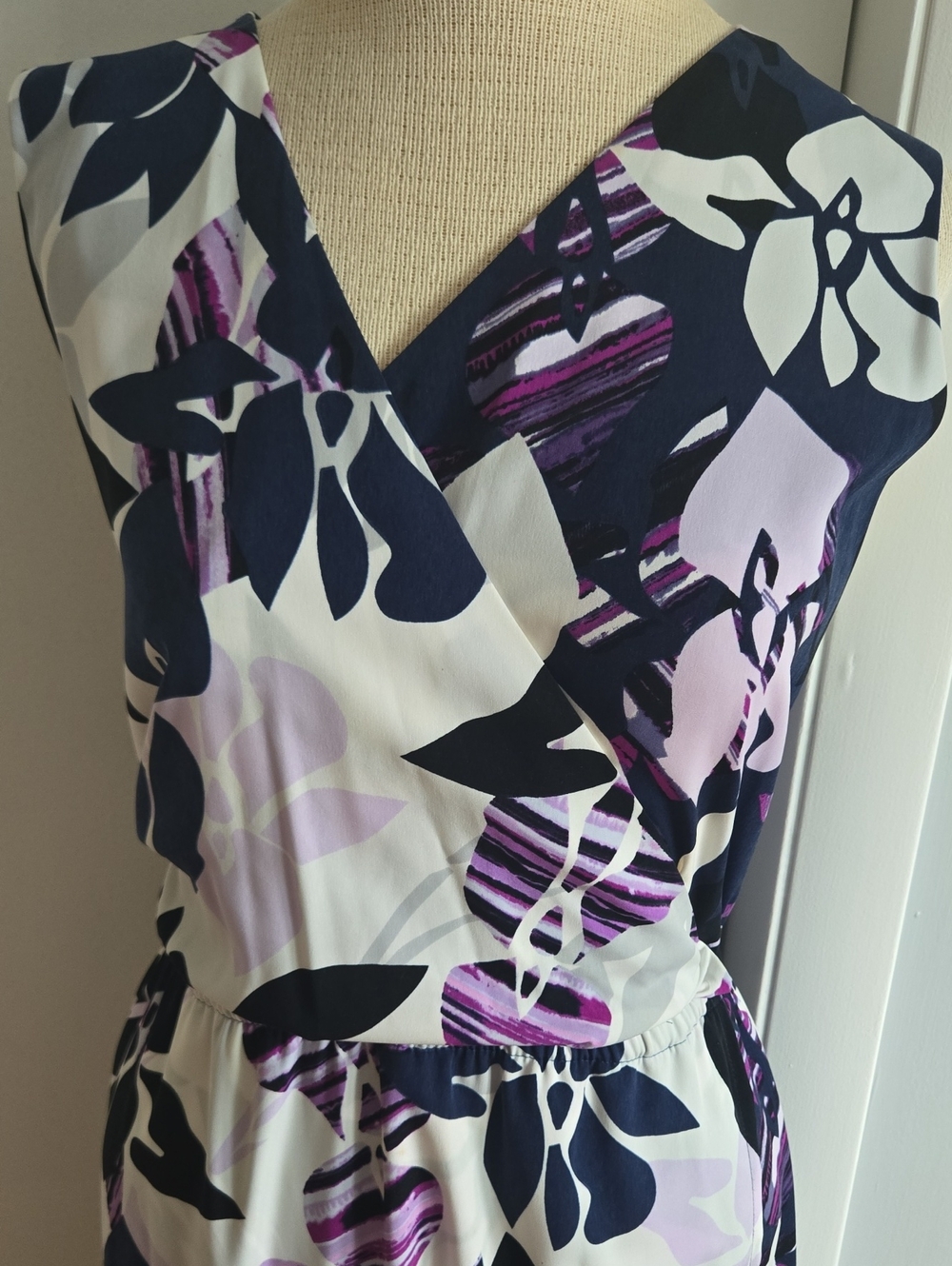 Alfani Navy Floral Faux Wrap Midi Dress